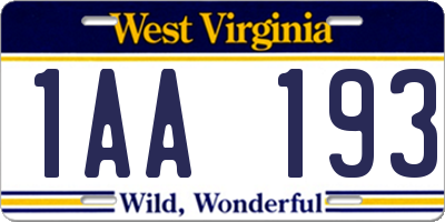 WV license plate 1AA193