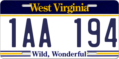 WV license plate 1AA194