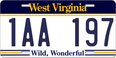 WV license plate 1AA197