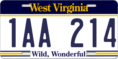 WV license plate 1AA214