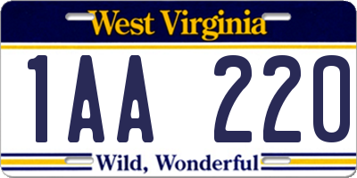 WV license plate 1AA220