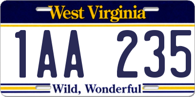 WV license plate 1AA235