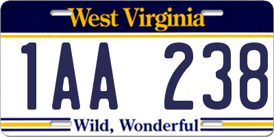 WV license plate 1AA238