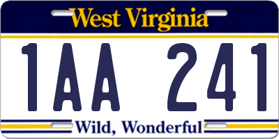 WV license plate 1AA241