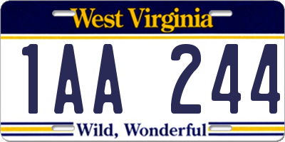 WV license plate 1AA244