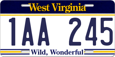 WV license plate 1AA245