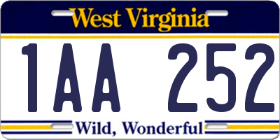 WV license plate 1AA252