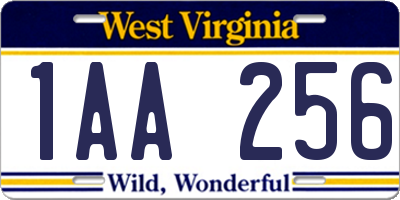 WV license plate 1AA256