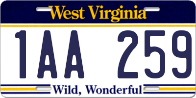 WV license plate 1AA259