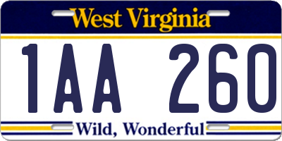 WV license plate 1AA260