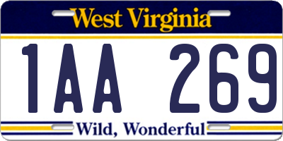 WV license plate 1AA269