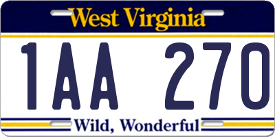 WV license plate 1AA270