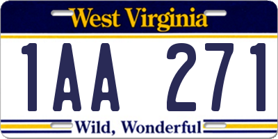 WV license plate 1AA271