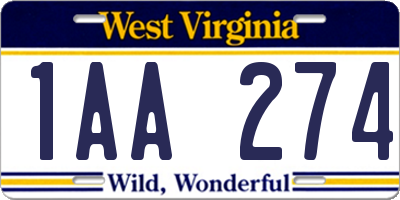 WV license plate 1AA274