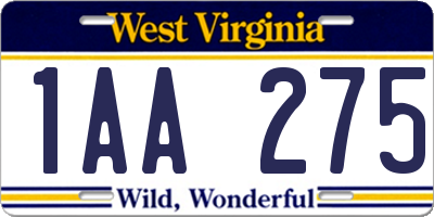 WV license plate 1AA275