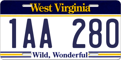 WV license plate 1AA280