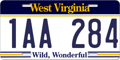 WV license plate 1AA284