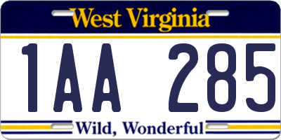 WV license plate 1AA285