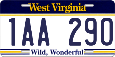 WV license plate 1AA290