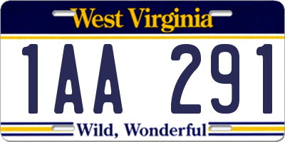 WV license plate 1AA291