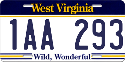 WV license plate 1AA293