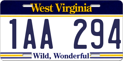 WV license plate 1AA294