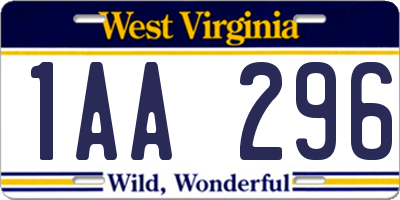 WV license plate 1AA296