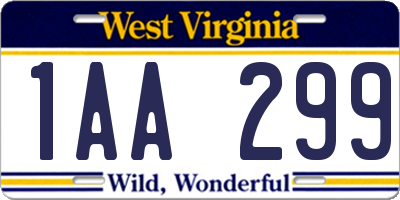 WV license plate 1AA299