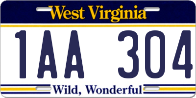 WV license plate 1AA304