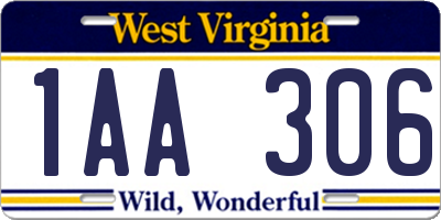 WV license plate 1AA306