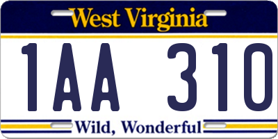 WV license plate 1AA310