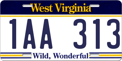 WV license plate 1AA313