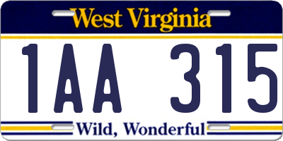 WV license plate 1AA315