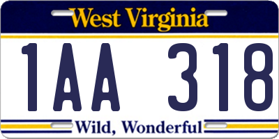 WV license plate 1AA318