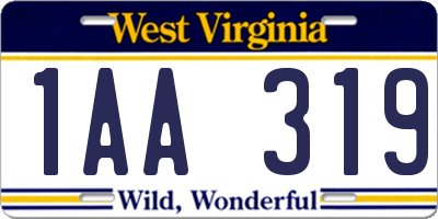 WV license plate 1AA319