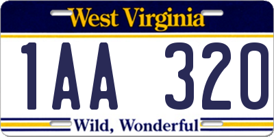 WV license plate 1AA320