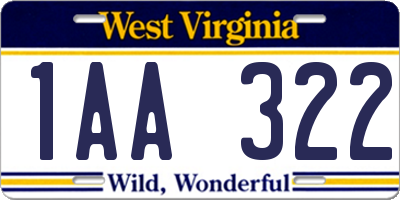 WV license plate 1AA322