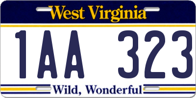 WV license plate 1AA323