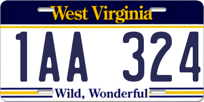 WV license plate 1AA324