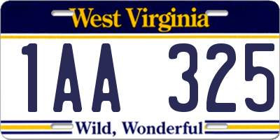 WV license plate 1AA325