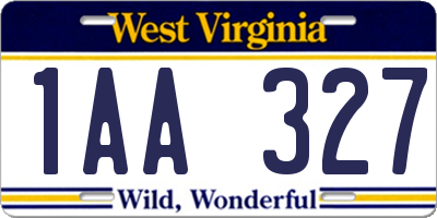 WV license plate 1AA327