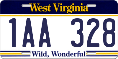 WV license plate 1AA328