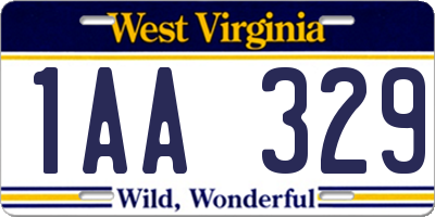 WV license plate 1AA329