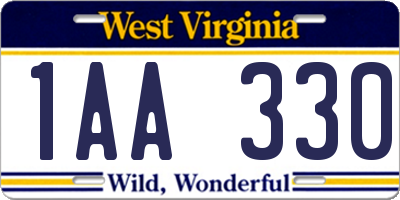 WV license plate 1AA330