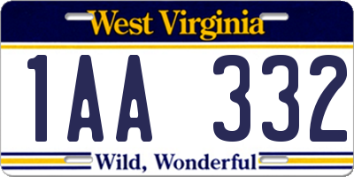 WV license plate 1AA332