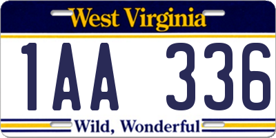 WV license plate 1AA336