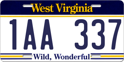 WV license plate 1AA337