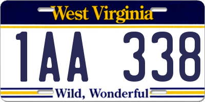 WV license plate 1AA338