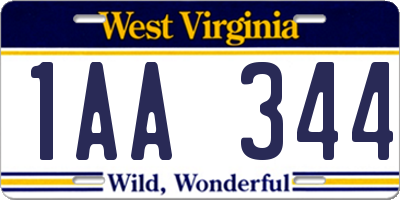 WV license plate 1AA344