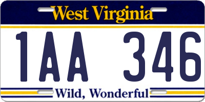 WV license plate 1AA346